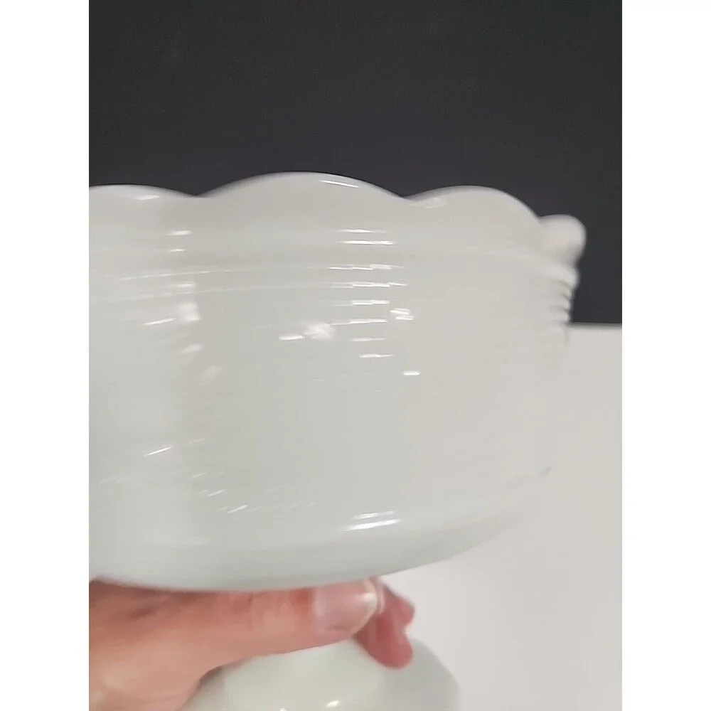 Vintage E.O. Brody Co. Milk Glass Pedestal Bowl M6000  CO USA 5.5